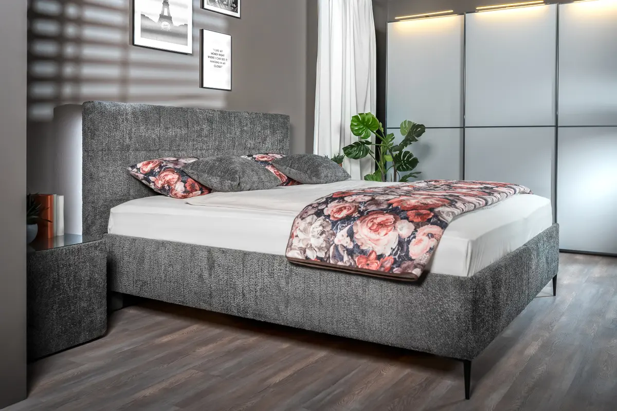 Polsterbett EM Sontra - Liegefläche ca. 180x200 cm, Stoff, anthrazit