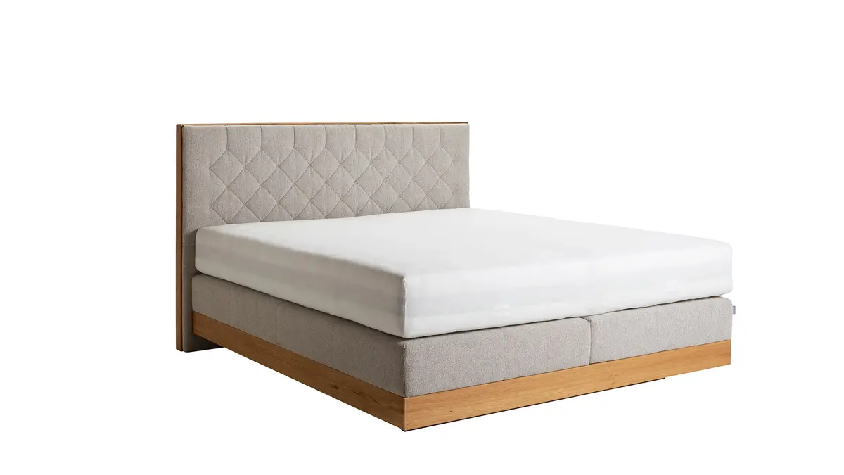 Boxspringbett Alpin Luxe - Liegefläche ca. 180x200 cm, Stoff, Graubeige