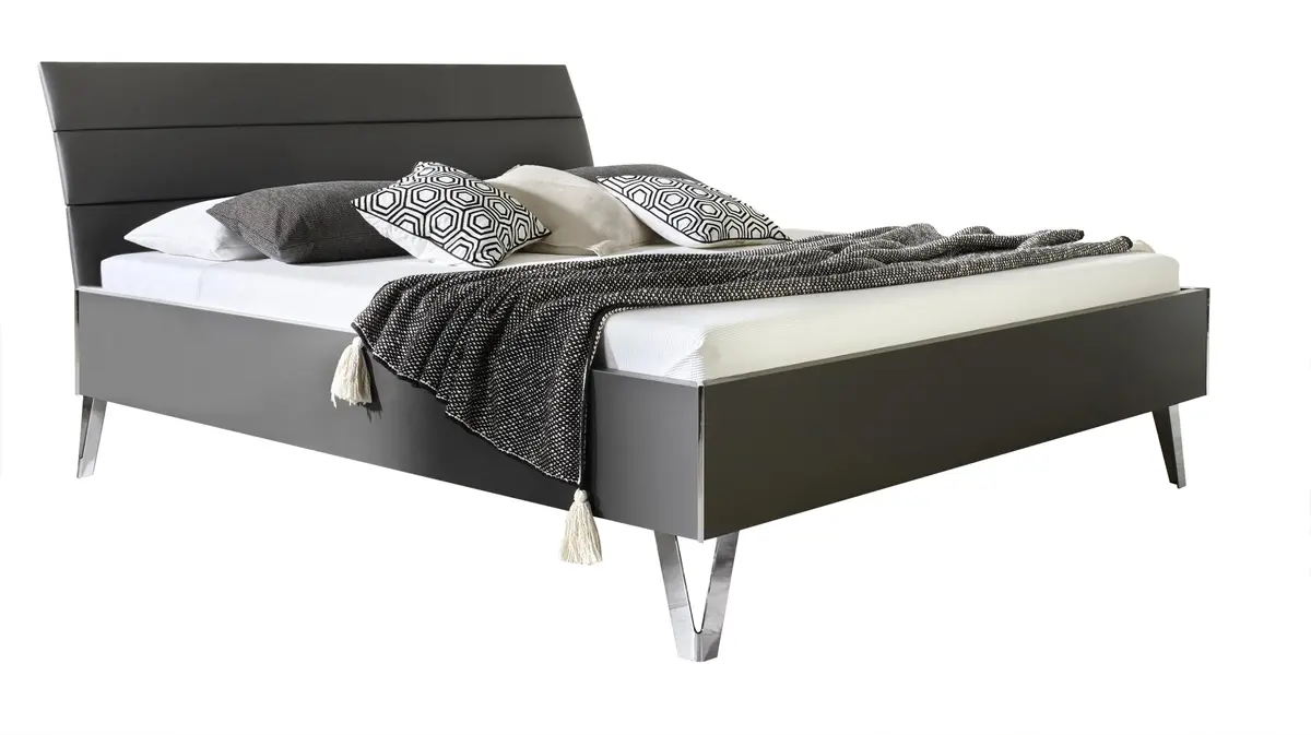 Bett - Liegefläche ca.180x200 cm, Kunstlederkopfteil, Graphit