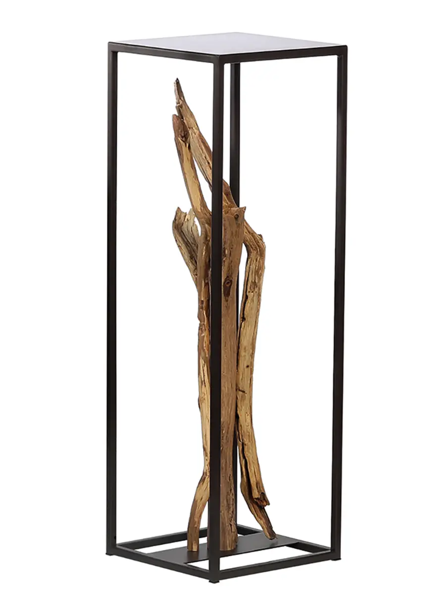 Deko-Säule, Eisen/Holz, HBT ca. 90x30x30 cm