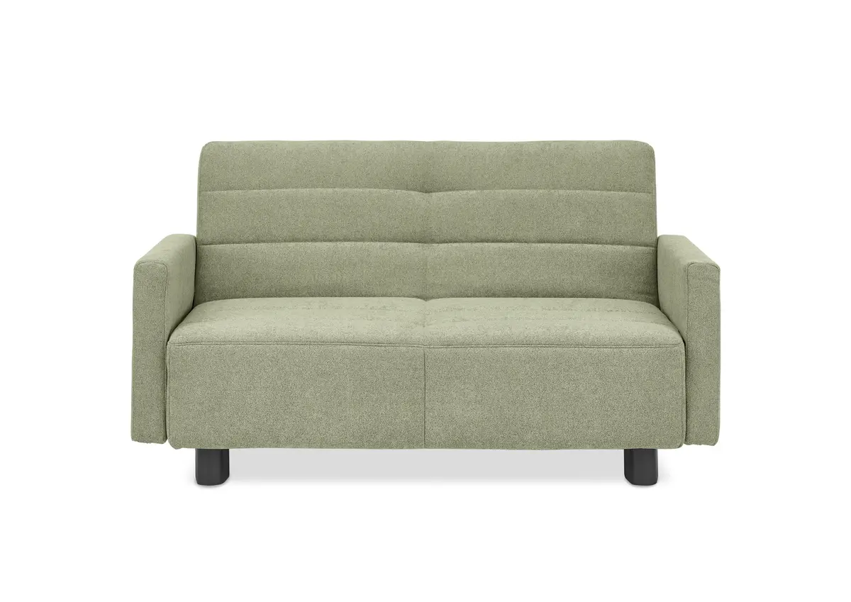 Faltsofa Easy - 2-Sitzer, ca. 140 cm inkl. Schlaffunktion/Topper/Armteil verstellbar, Stoff, Grün