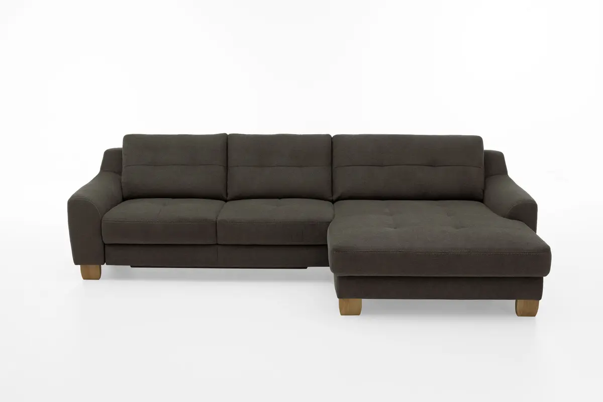 Ecksofa - 2,5-Sitzer mit Longchair rechts, Chenilleflachgewebe, Anthrazit