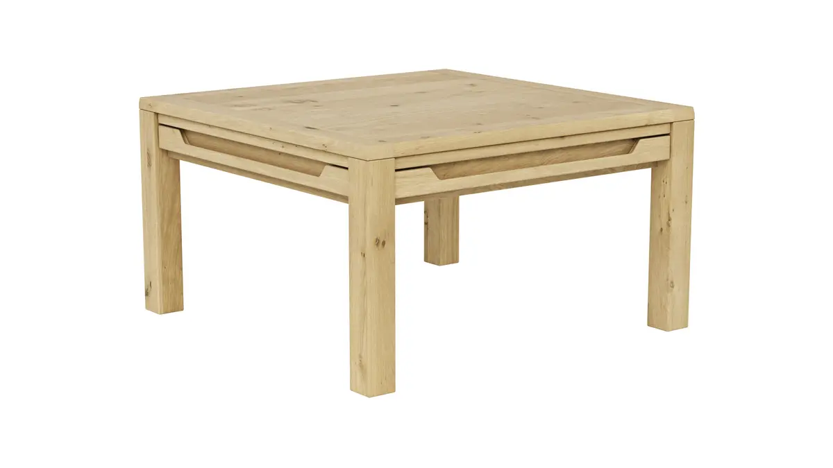 Couchtisch Amora - LBH ca. 80x80x45 cm, Wildeiche massiv bianco