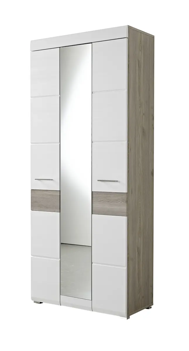 Garderobenschrank - B ca. 84 cm, Silbereiche Nachbildung, Weiß