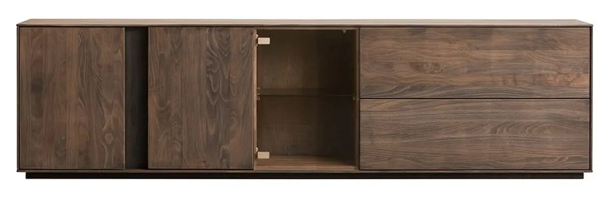 Mediaboard Saratoga - Buche massiv, silbergrau geölt