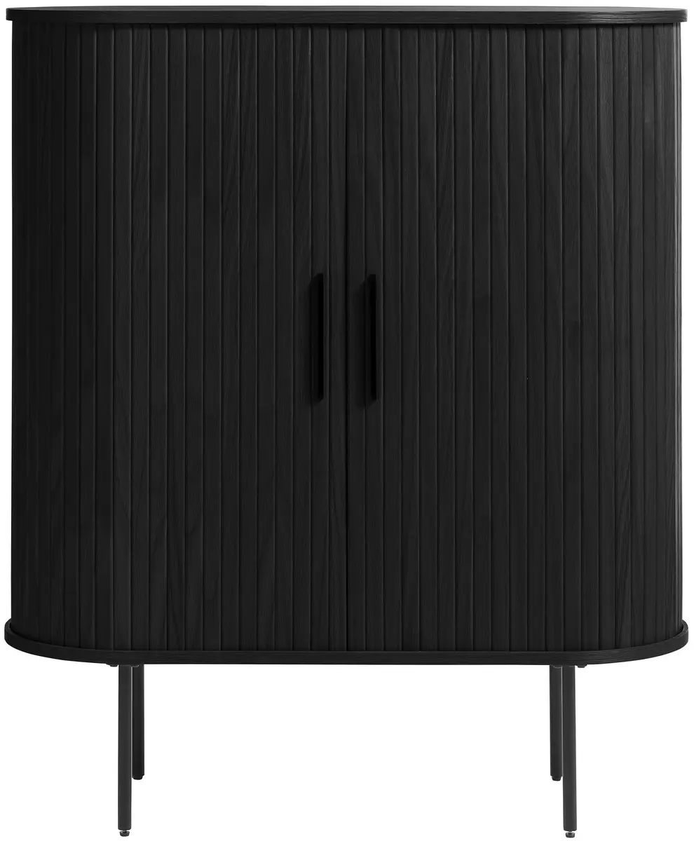 Highboard - B ca. 100 cm, Eiche Furnier, Schwarz