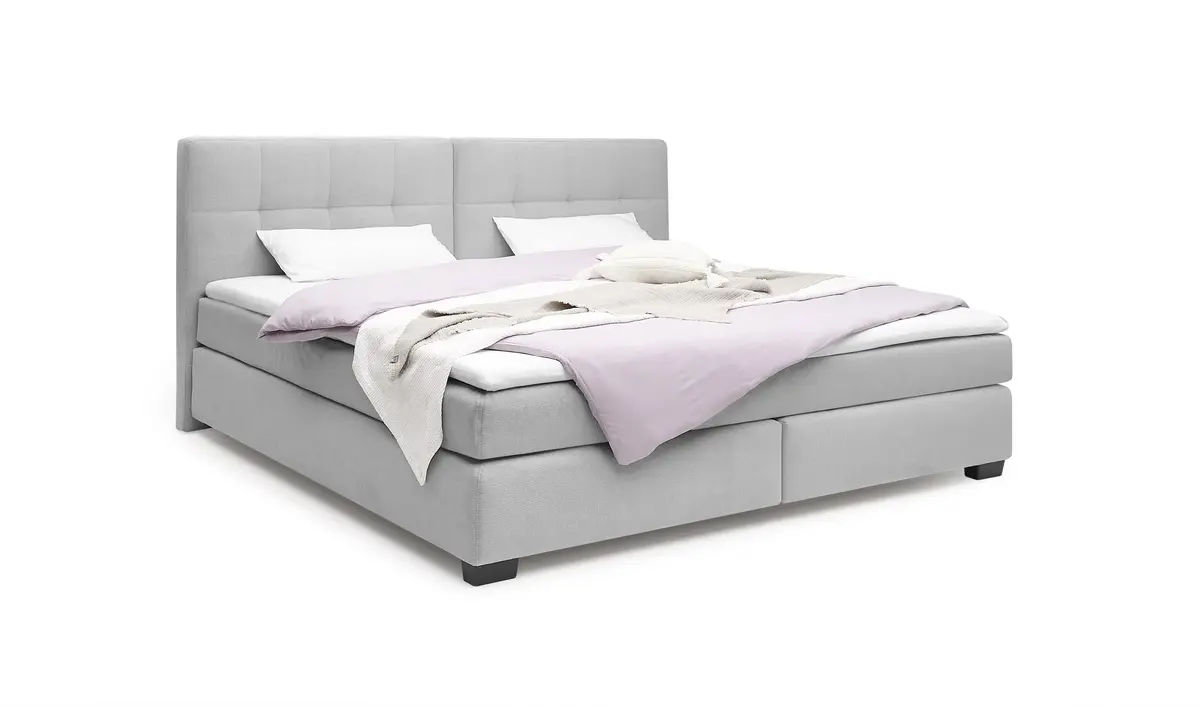 Boxspringbett JILA- Ligefläche ca. 240x200 cm, Stoff, Hellgrau