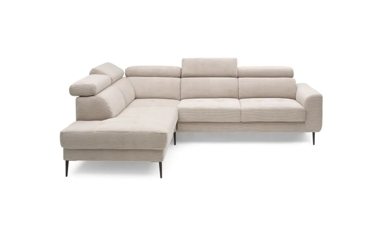 Ecksofa CHARIS - Ecke links, 2-Sitzer, Feincord, Sand