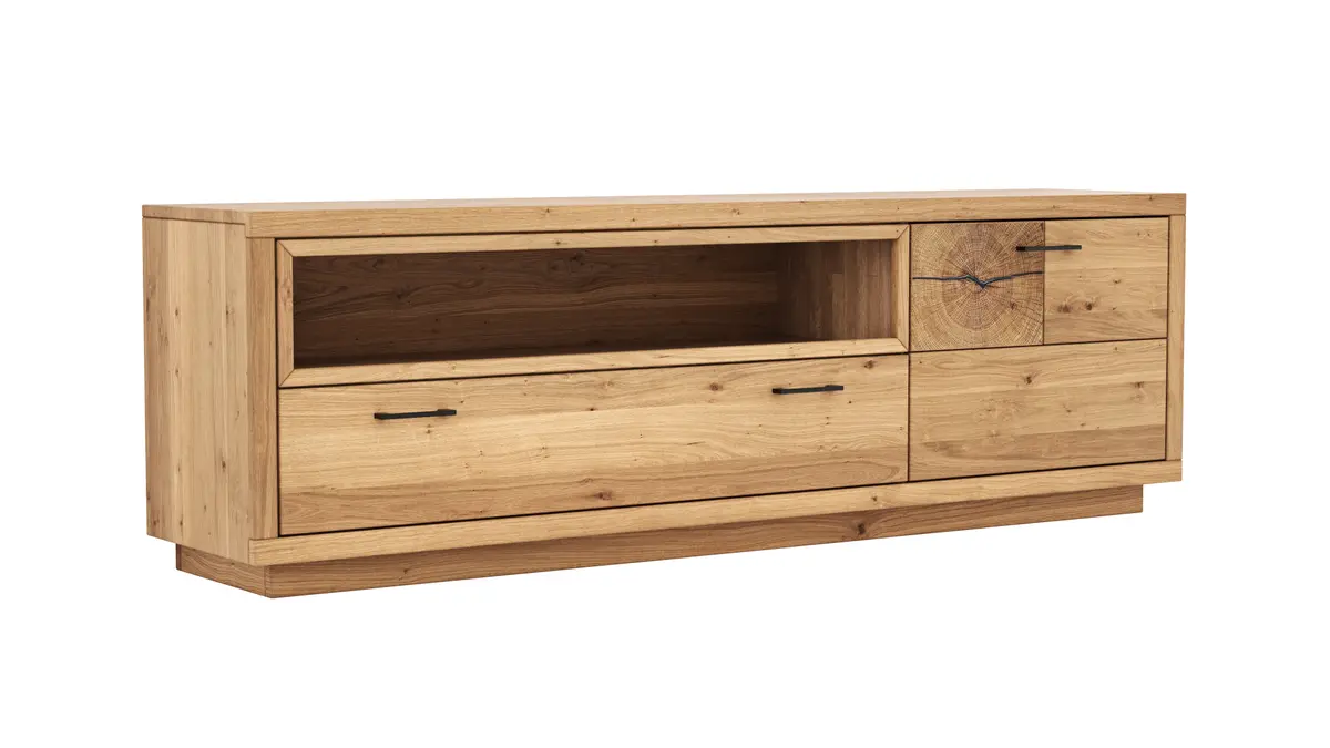 Lowboard Hartford - BHT ca. 188x59x40 cm, Eiche massiv, mit Hirnholzapplikation