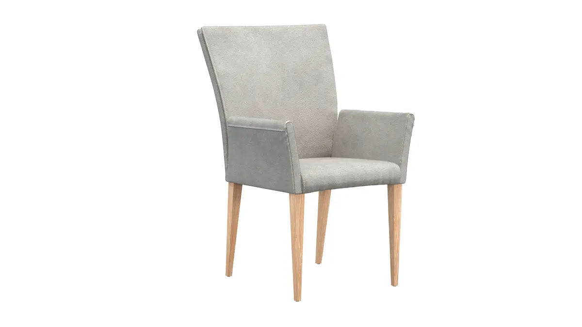 Armlehnstuhl Floriana - Stoff, Hellgrau