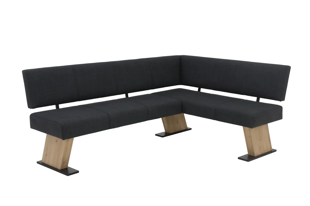 Eckbank - Webstoff, Anthrazit, Artisan Eiche Nachbildung