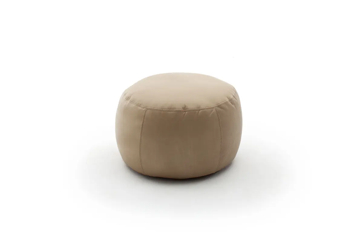 Hocker Alvito, rund, ca. 60 cm, Leder, Cappuccino