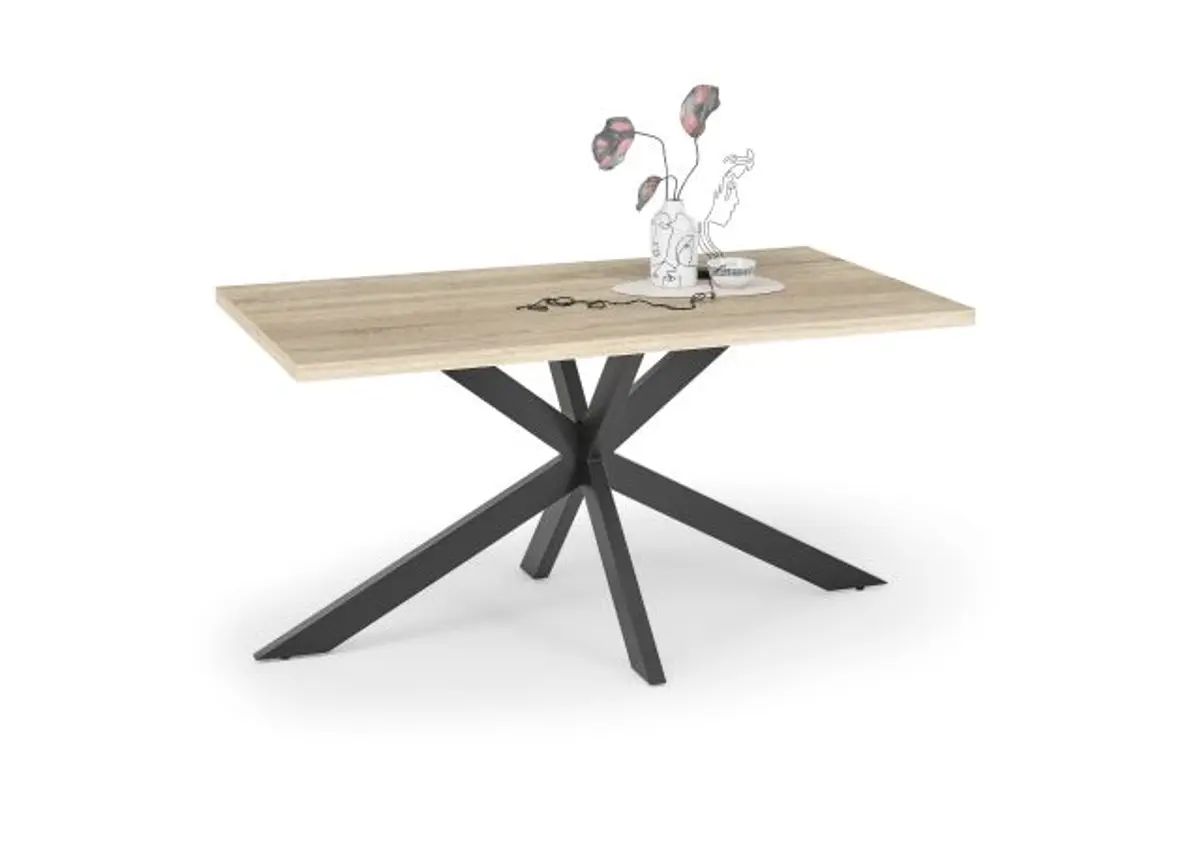 Esstisch - LB ca. 160x90 cm, Eiche sägerau, Schwarz