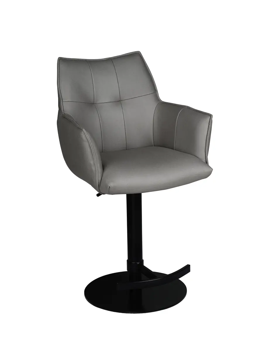 Barhocker MAKANA - drehbar, höhenverstellbar, Stoff, Hellgrau
