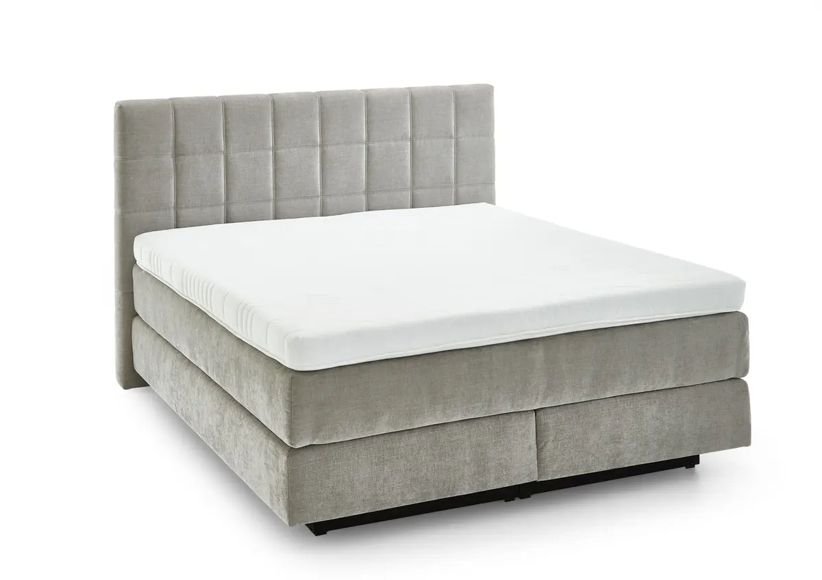 Boxspringbett - Liegefläche ca. 180x200 cm, Stoff, Grau