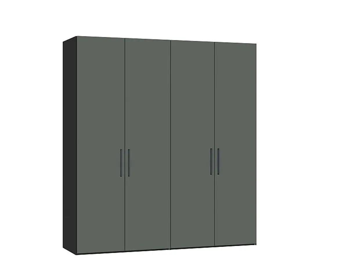 Drehtürenschrank JOIN IT- B ca. 202 cm., Schwarz, Glas, Graugrün