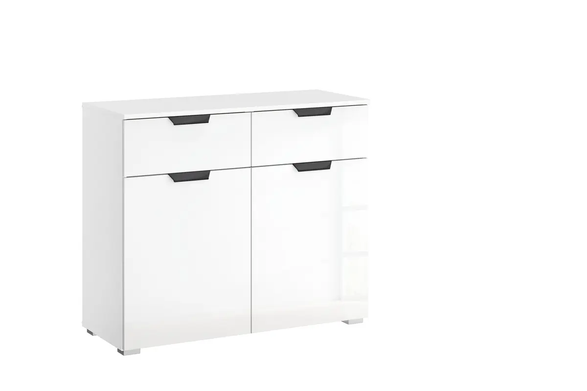 Kommode ROMED- Weiß, Glas Weiß