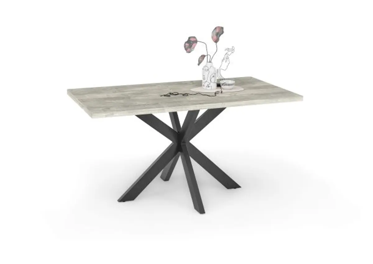 Esstisch - LB ca. 140x90 cm, Betonoptik, Schwarz