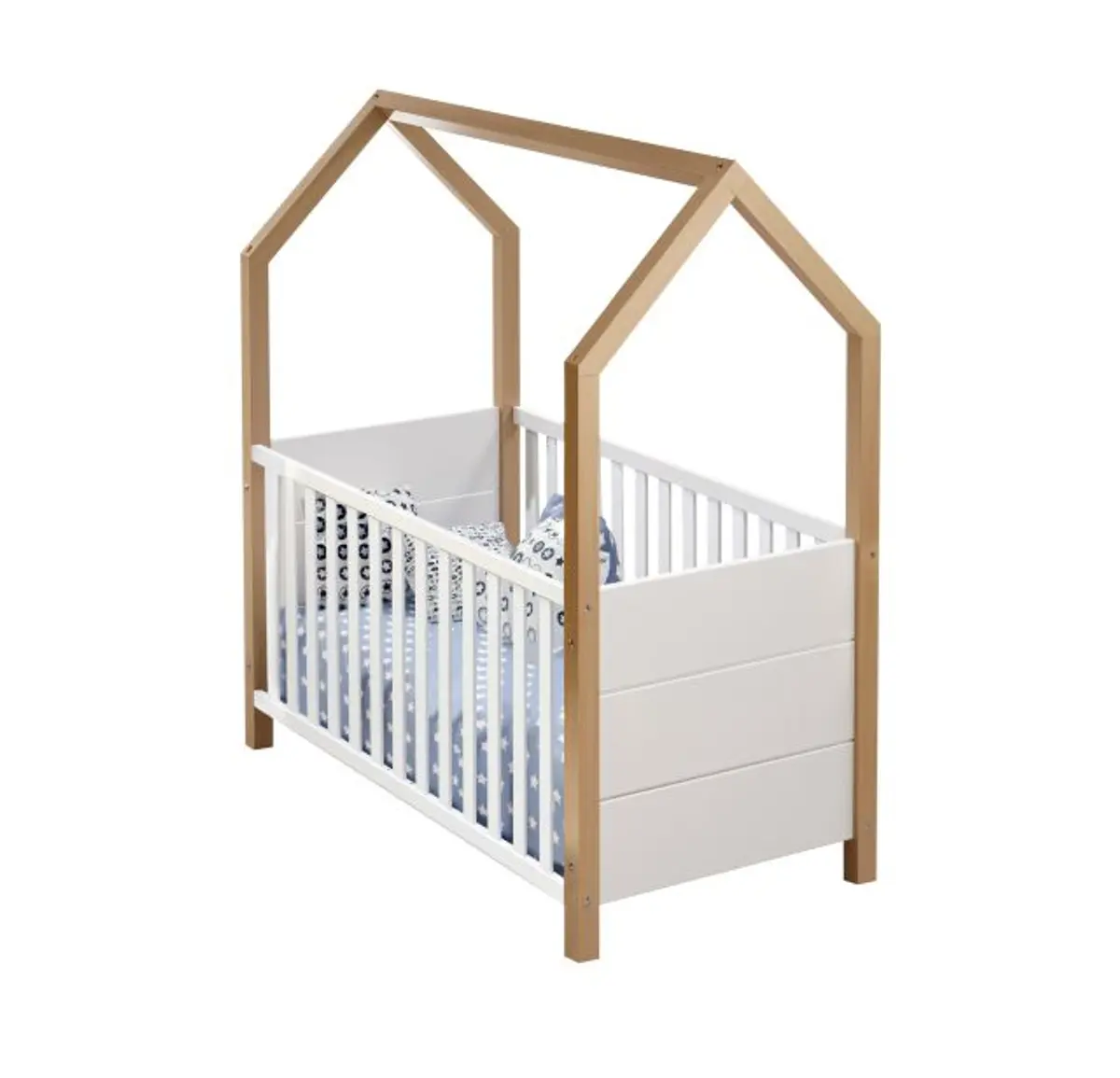 Babybett - Liegefläche ca. 70x140 cm, Kiefer Weiß, Birke
