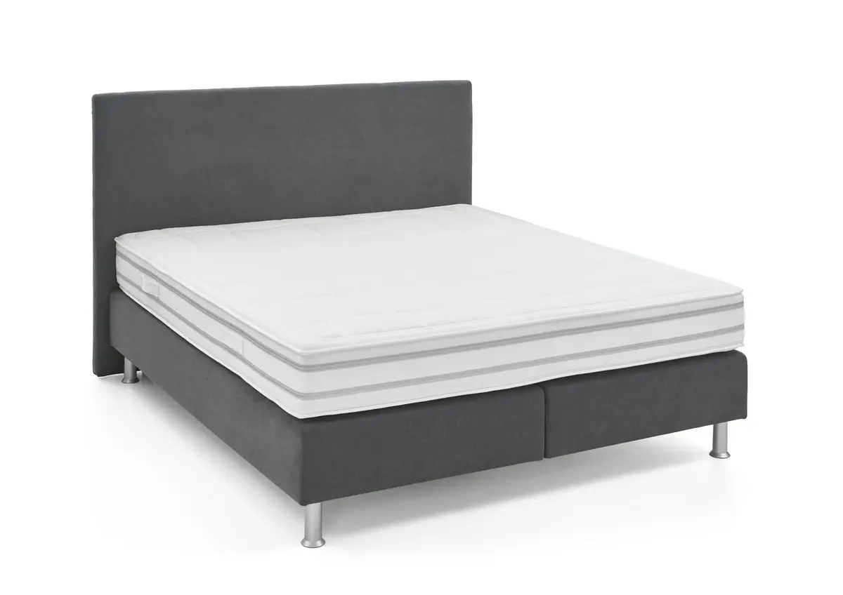 Boxspringbett - Liegefläche ca. 180x200 cm, Stoff, Anthrazit