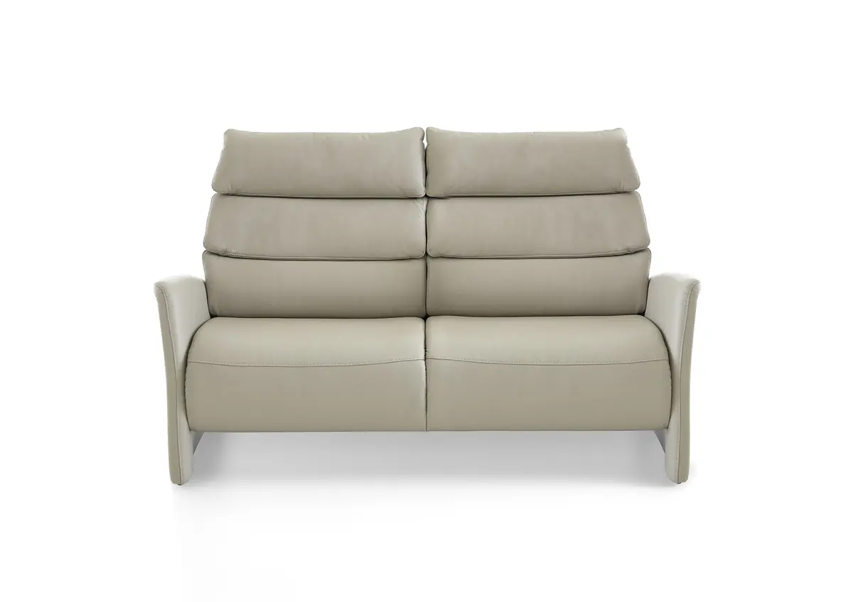 Sofa - 2,5-Sitzer groß, Kopfteil verstellbar, Leder, Perlmutt