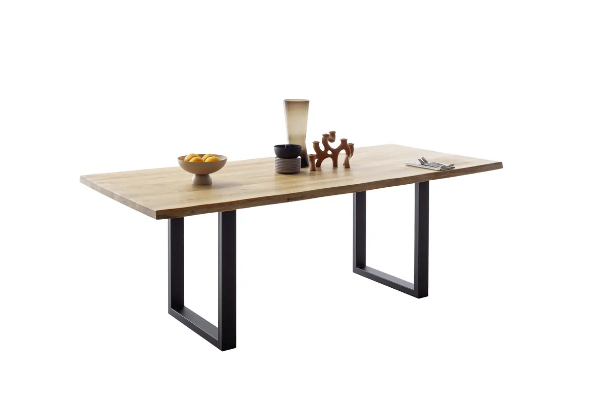 Esstisch - LB ca. 180x100 cm, Wildeiche massiv geölt, Baumkante