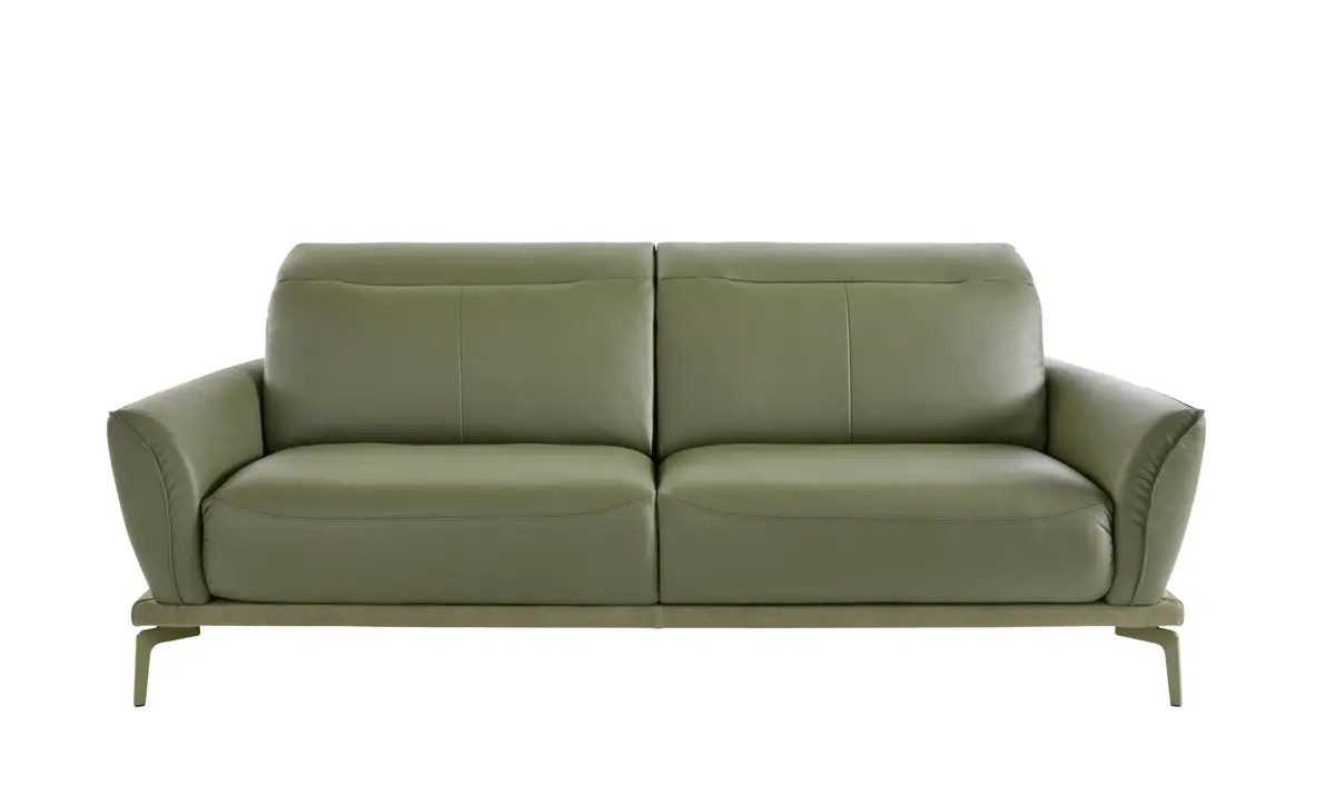 Sofa Amadena - 2,5-Sitzer inkl. Kopfteil verstellbar, Leder, Olive