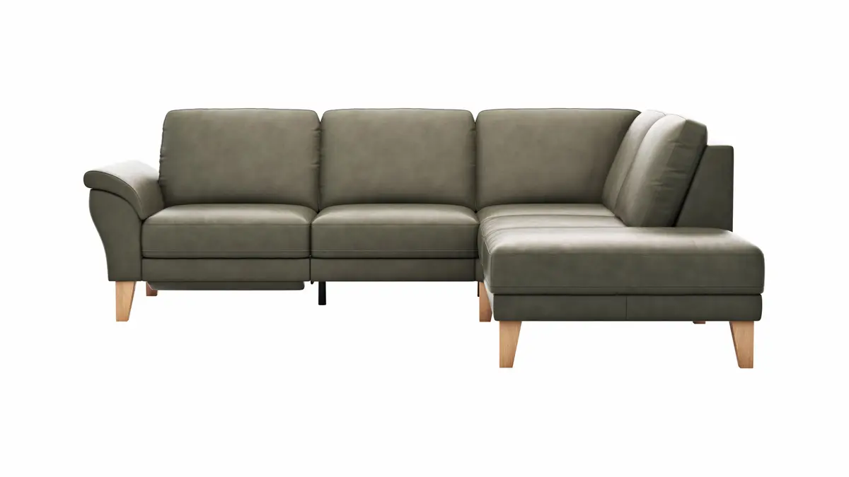 Ecksofa Rockport A - 2,5-Sitzer mit Ecke rechts inkl. Relaxfunktion (motorisch), Leder, Dunkelgrau