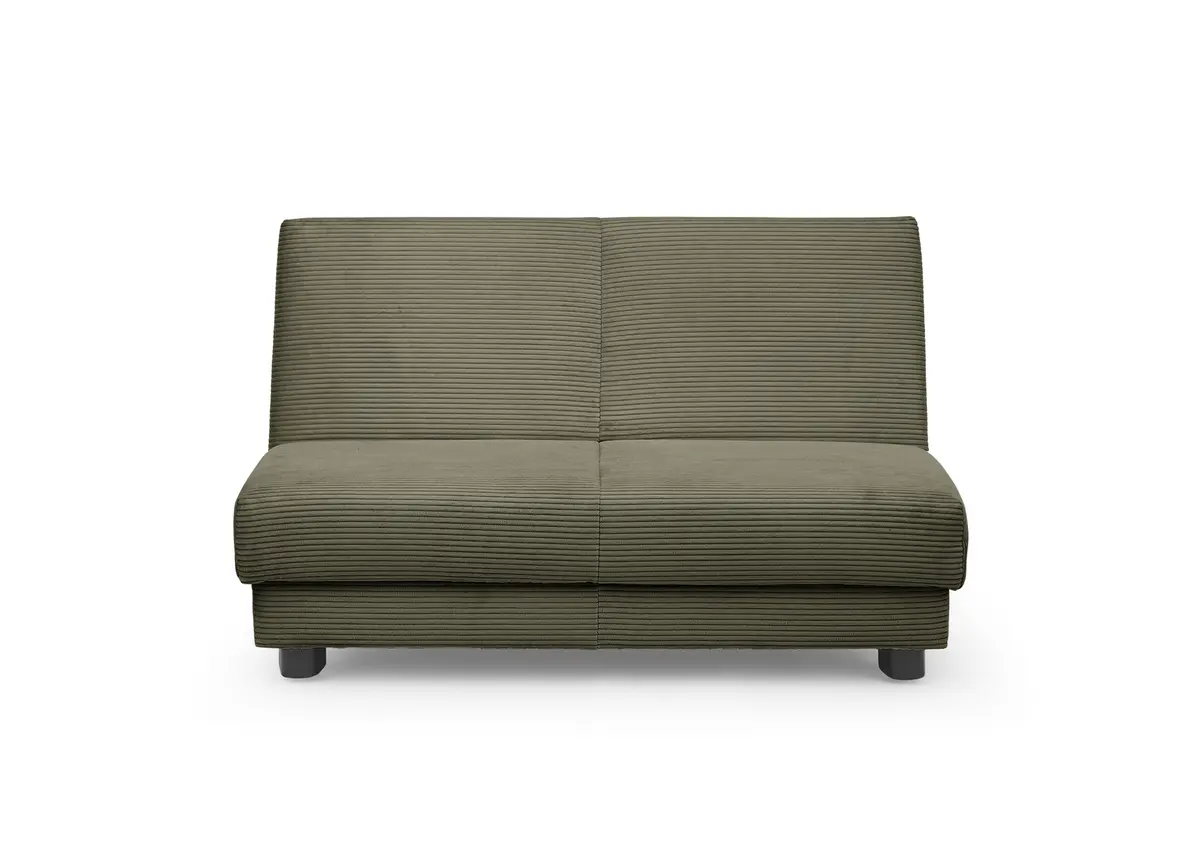Schlafsofa EASY Optik A - 2-Sitzer ohne Armlehne, 140 cm inkl. Schlaffunktion, Cord, Dunkelgrün