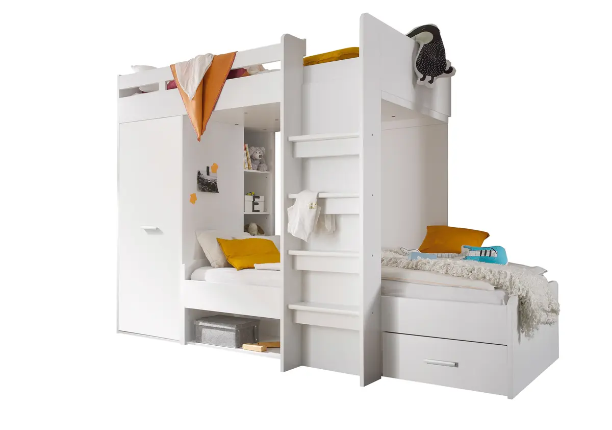 Hochbett - Liegeflächen ca. 90x200 cm, Weiß