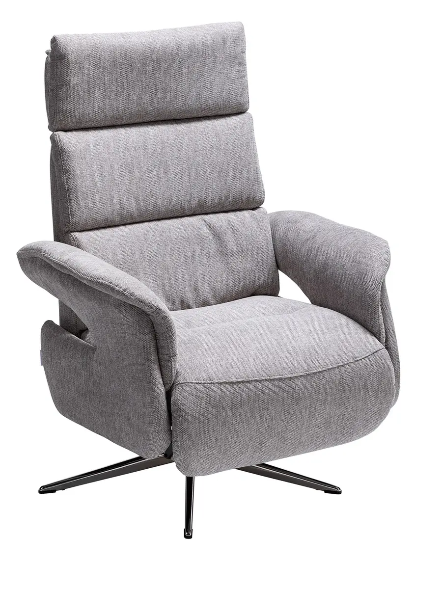 Relaxsessel Amila - Größe M, inkl. Relaxfunktion und Kopfteilverstellung, Stoff, Grau