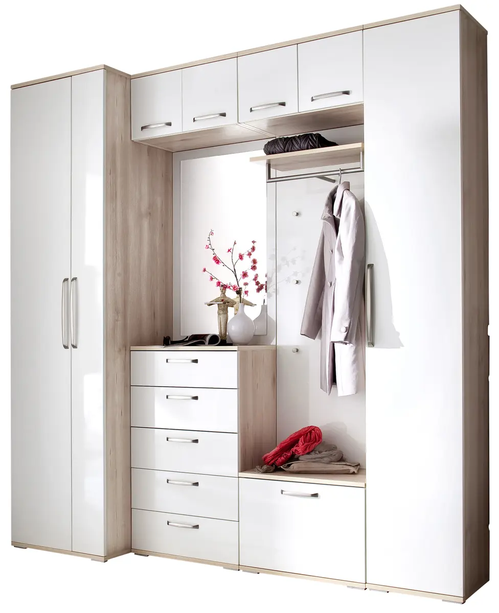 Garderobe - Eiche Dekor, Weiß