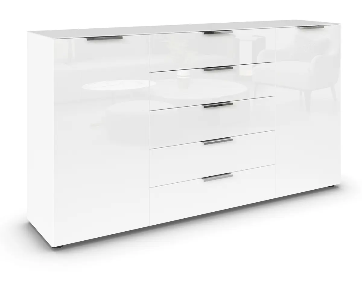 Kommode RIPP- Weiß, Glas, Weiß