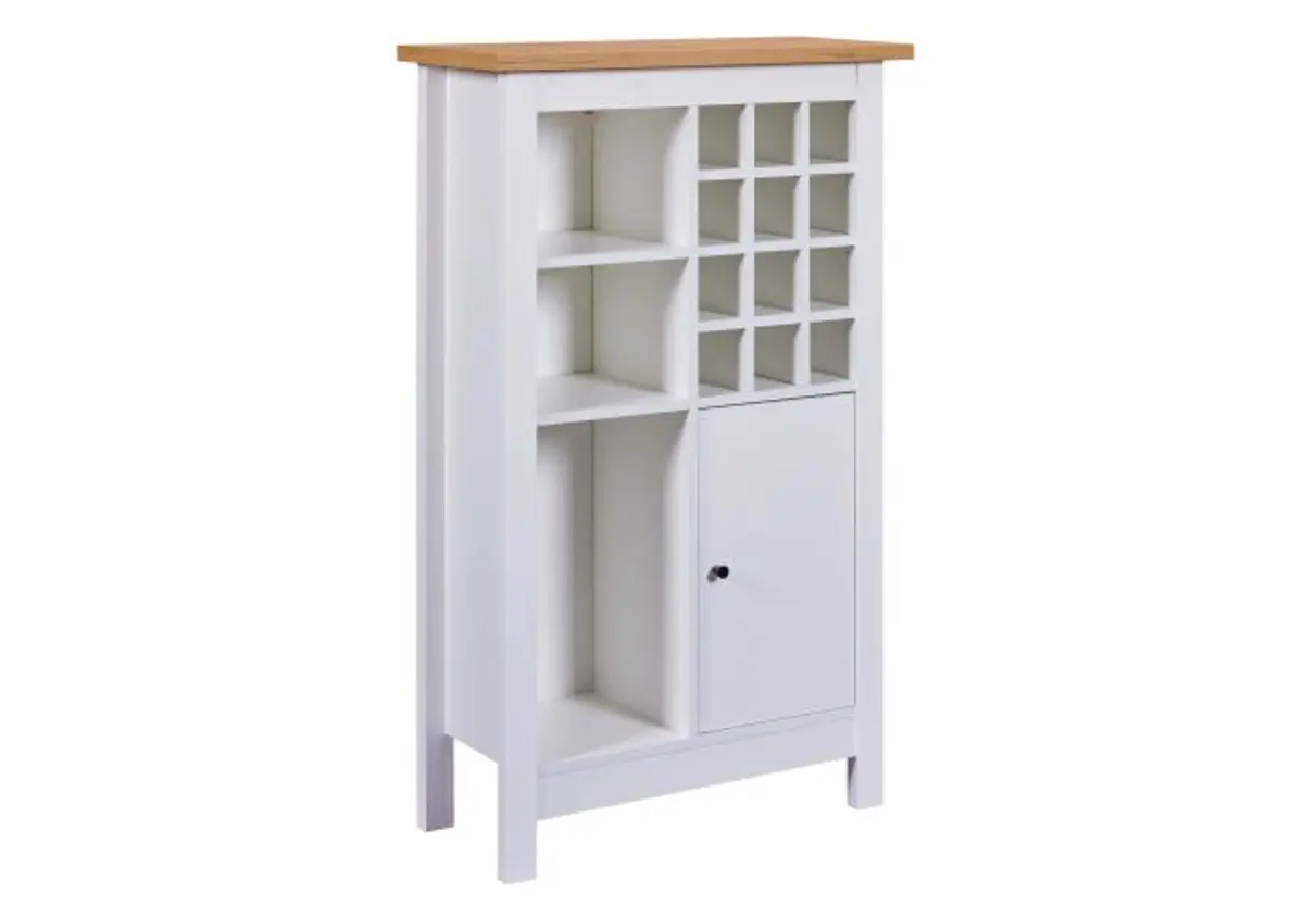 Weinschrank - B ca. 76 cm, Weiß, Artisan Eiche Nachbildung