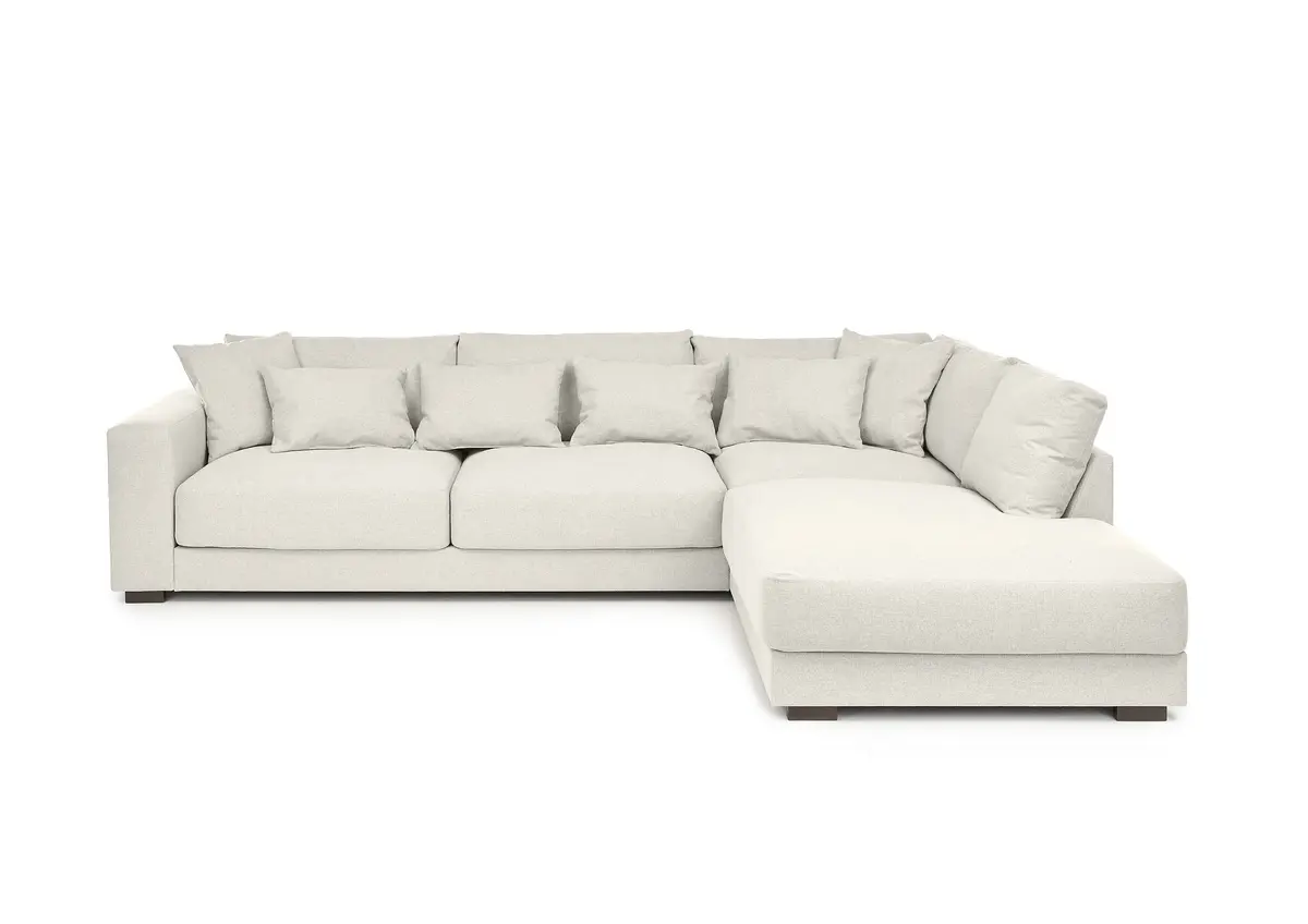 Ecksofa - 3-Sitzer, Ecke rechts, Stoff, Creme