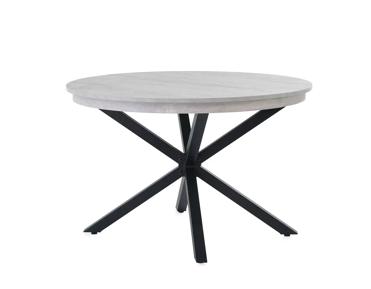 Esstisch - ausziehbar, Ø/H ca. 120x77 cm, Betonoptik, Schwarz