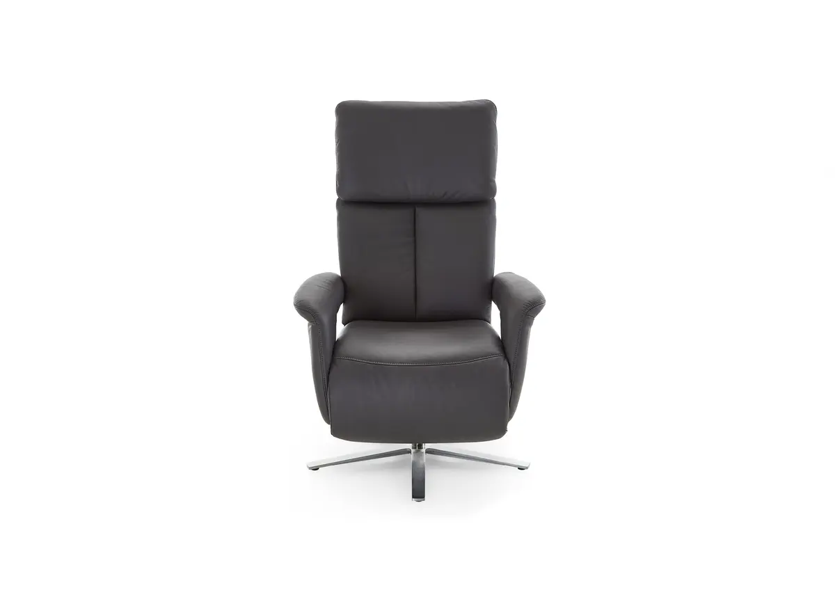 Sessel - Größe M, Relaxfunktion, Leder, Anthrazit