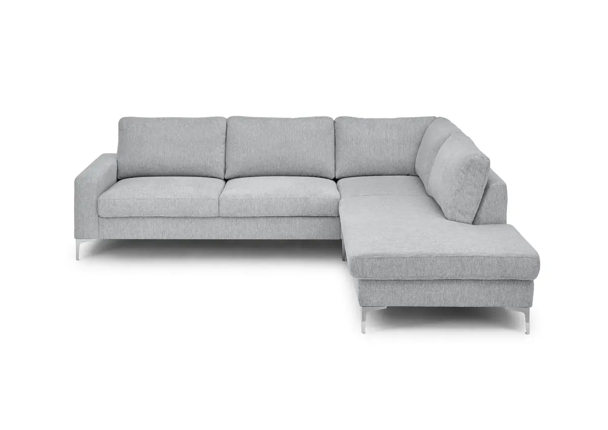 Ecksofa CALM 2.0 - 2,5-Sitzer mit Ecke rechts, Schlaffunktion mit Bettkasten, Stoff, Grau