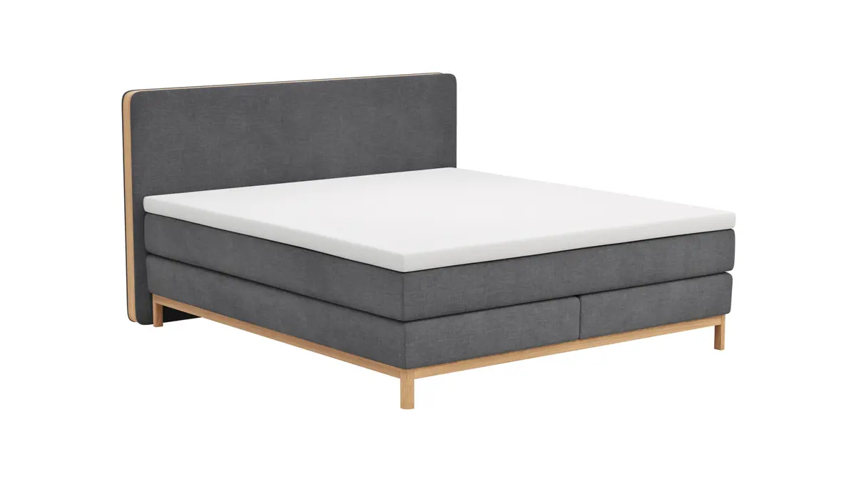 Boxspringbett Odense - Liegefläche ca. 180x200 cm, Stoff, Dunkelgrau