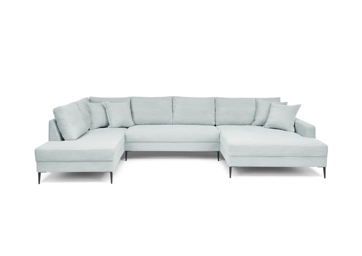 Wohnlandschaft - Ecke links, 2-Sitzer, Longchair rechts, Stoff, Mint