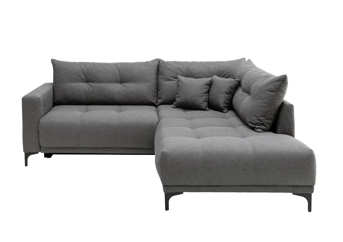 Ecksofa - 2-Sitzer mit Longchair rechts, Stoff, Anthrazit