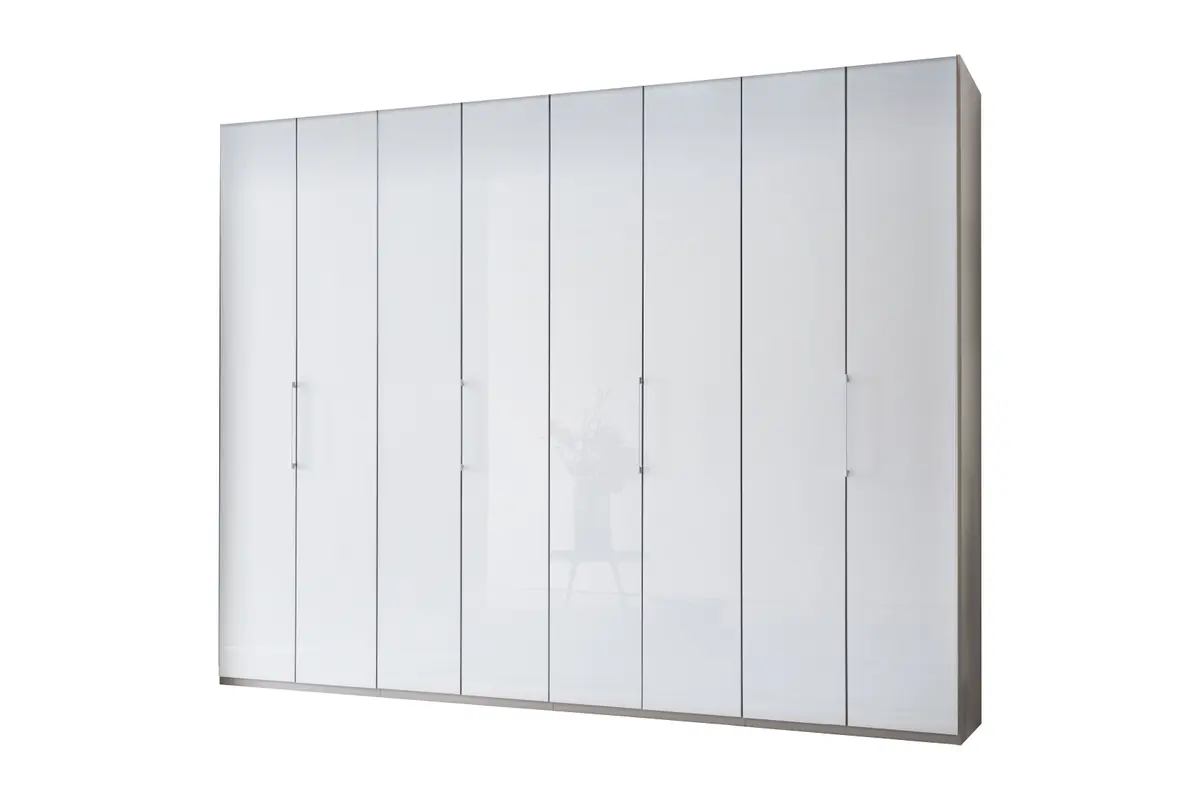 Drehtürenschrank - B. ca. 300 cm, Glas Weiß