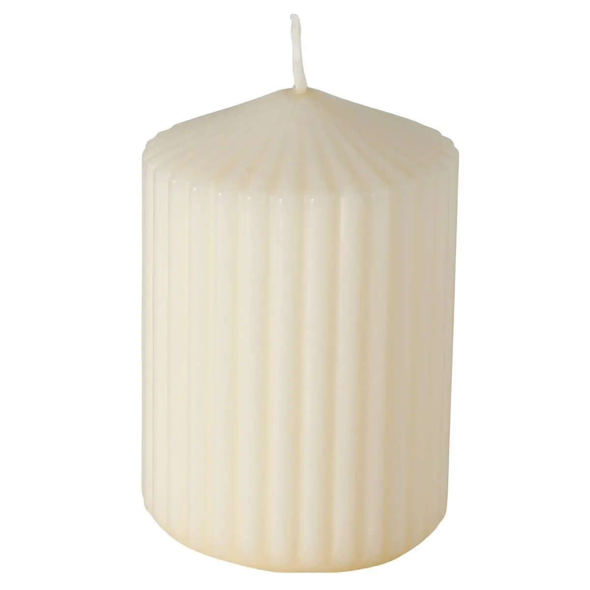 Stumpenkerze Rillea, H 10,00 cm, D 7,00 cm, Paraffin, Cremeweiß 