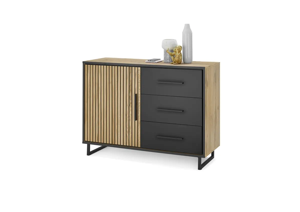 Kommode- Eiche Dekor, Schwarz