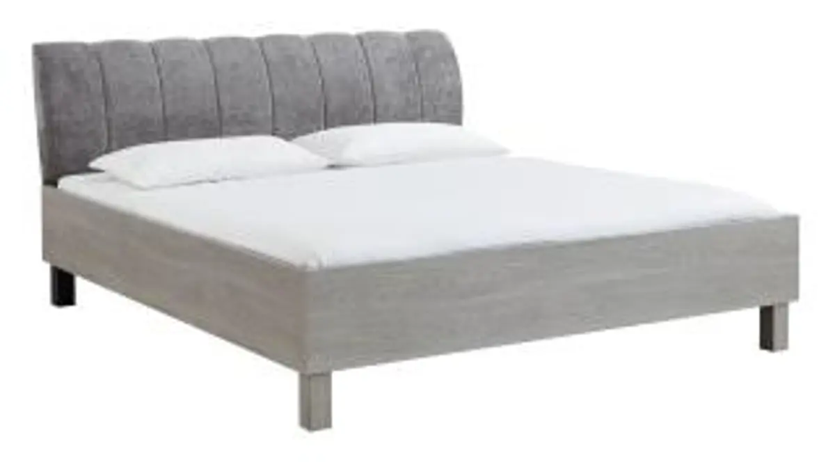Bettanlage - Liegefläche ca. 180x200 cm, Polsterkopfteil, Grau