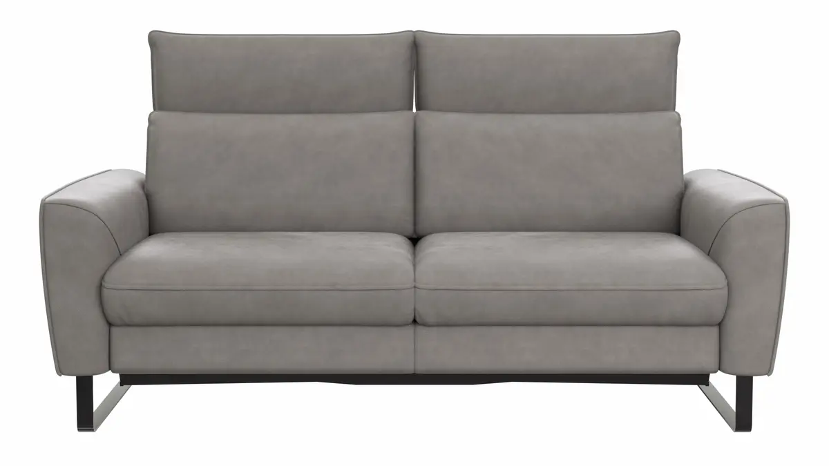 Sofa Avela - 2-Sitzer inkl. Sitzvorzug motorisch und Kopfteil verstellbar, Leder, Steingrau
