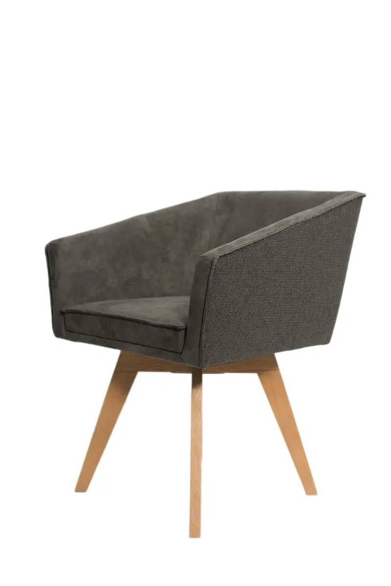 Armlehnstuhl - drehbar, Stoff, Graubraun