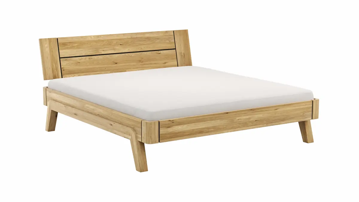 Bettgestell New Jersey - Liegefläche ca. 180x200 cm, Wildeiche massiv, mit Lisenen Anthrazit