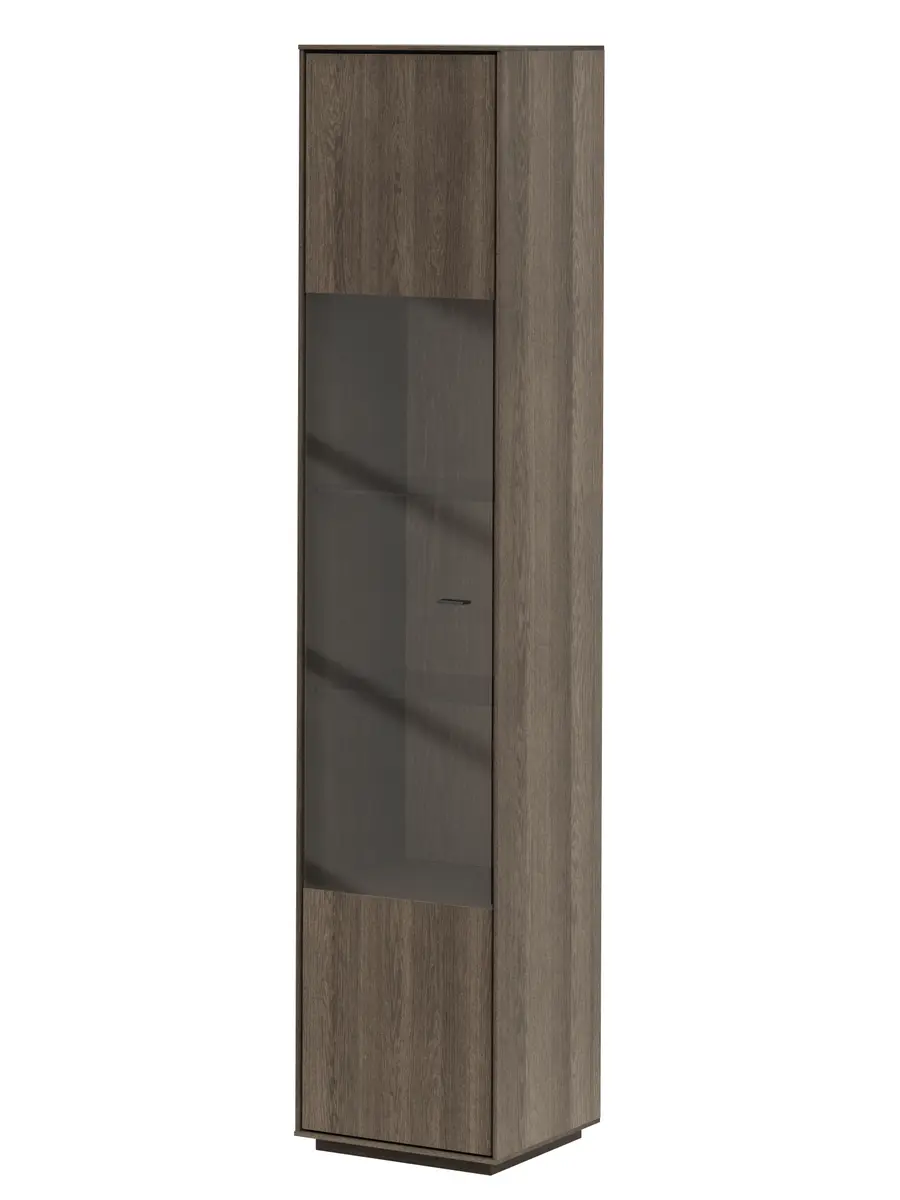 Vitrine Saratoga - links, Buche massiv, silbergrau geölt