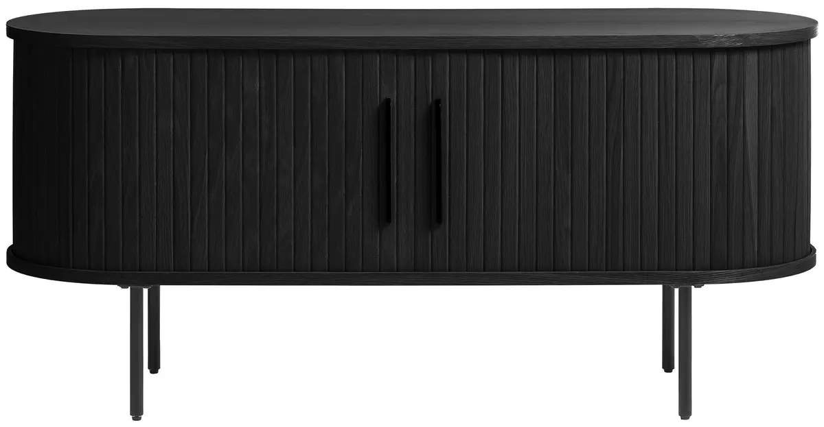 TV-Lowboard - B ca. 120 cm, Eiche Furnier, Schwarz